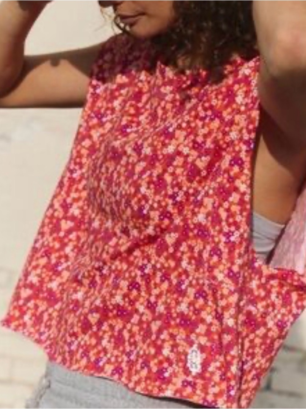 Free People Movement Printed Inspire Tank in Red Floral Combo Size XS